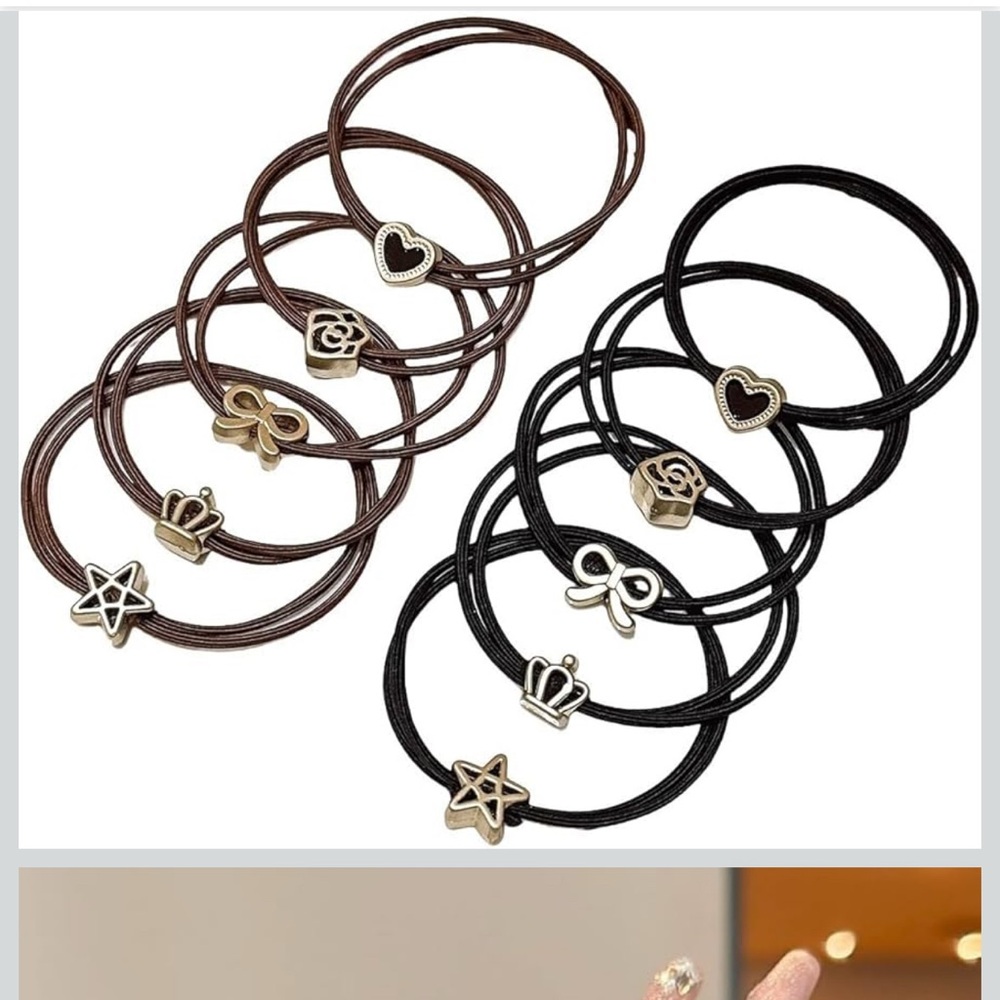 Gold and Black Hair Ties Set